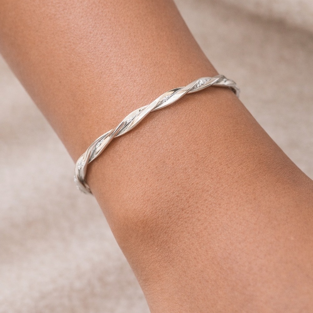 Elegant Sterling Silver Twist Bracelet